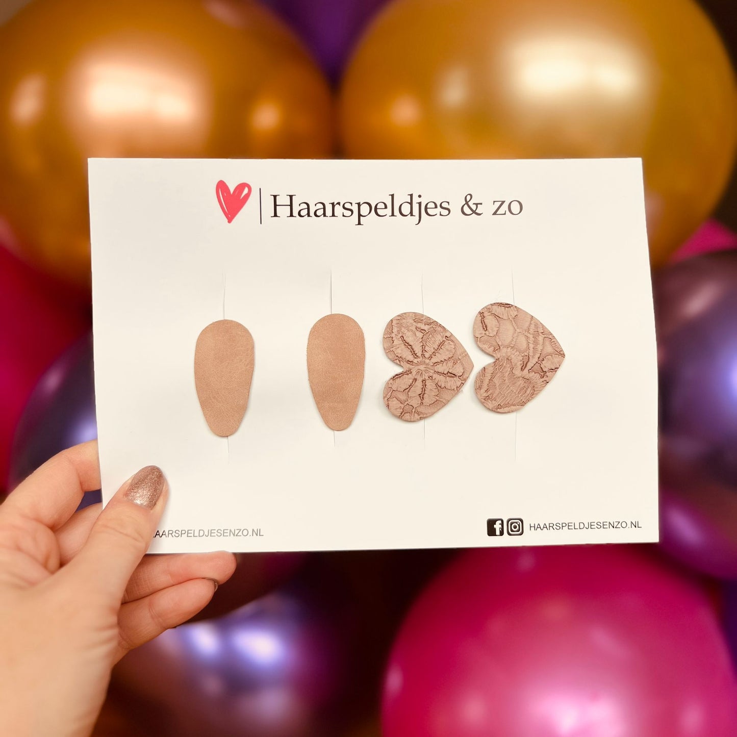 Haarspeldje antislip - baby's - kinderen - meisjes - mix - hartjes - imitatieleer - roze