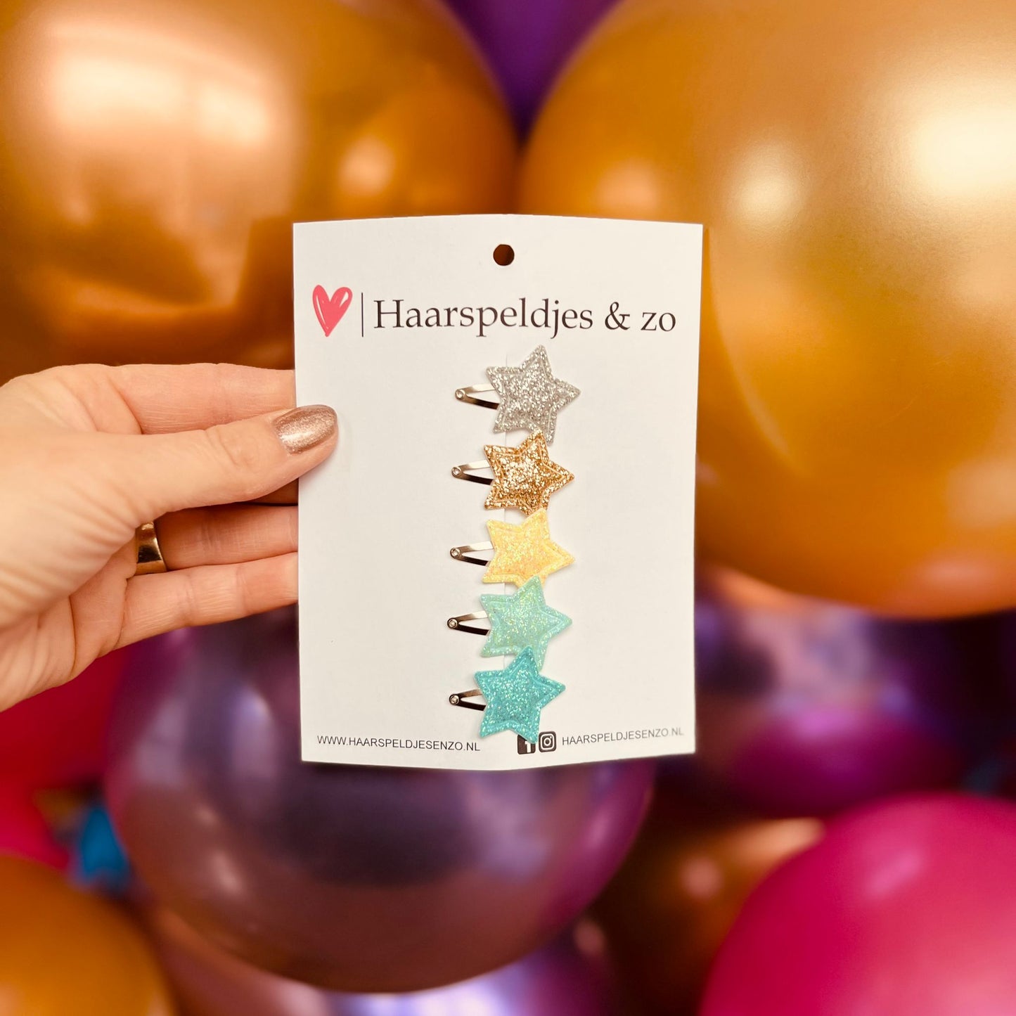 Baby haarspeldjes - mini - 2cm groot - try-out - mix - voor de eerste lokjes haar - sterretjes - zilver/goud/groen/geel - glitters - kerst - feestdagen