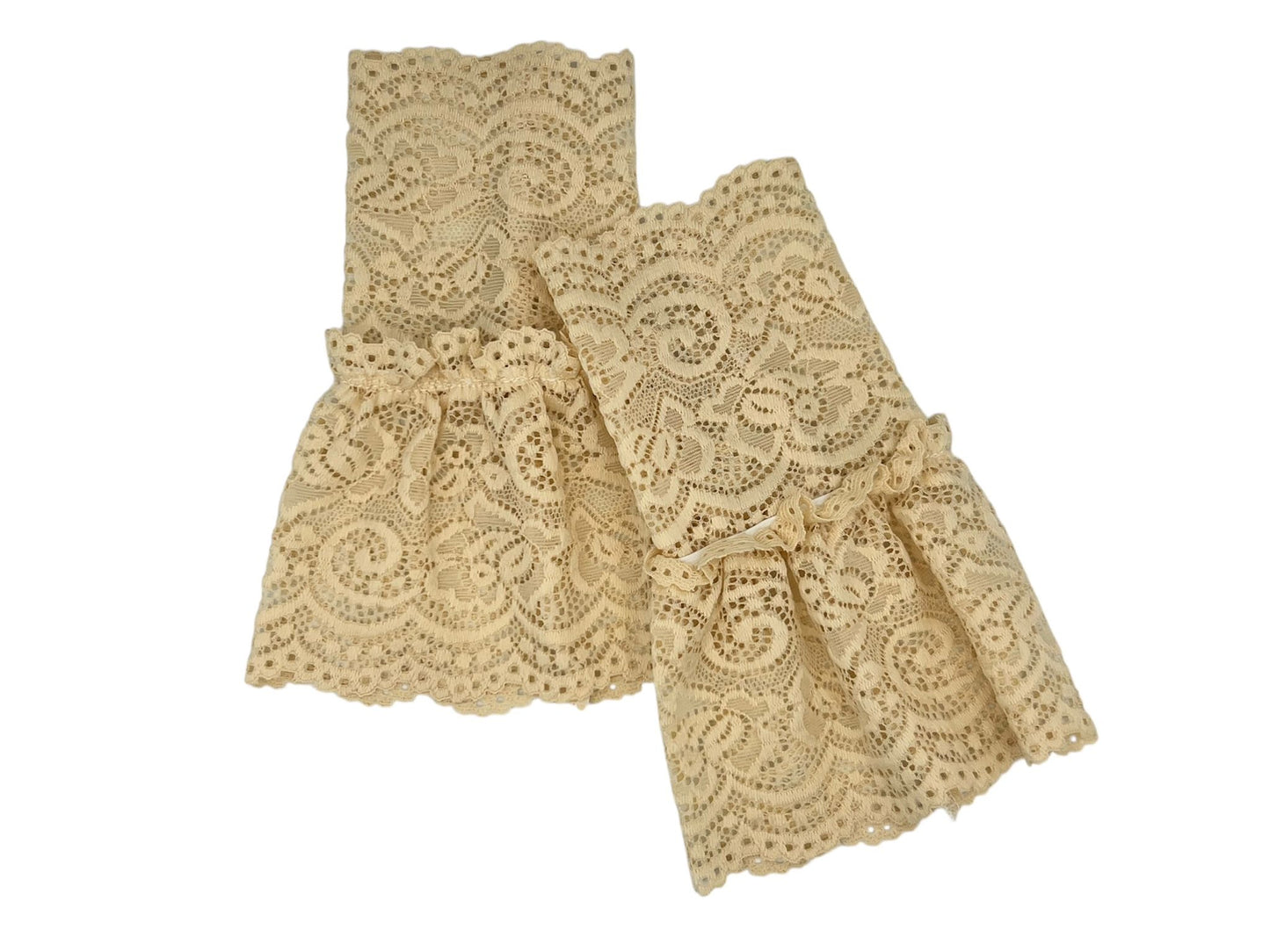 Beige lace cuffs - sleeves - with elastic - stretchable