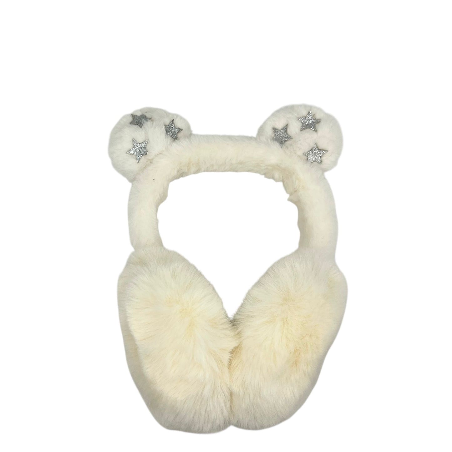 Cache-oreilles pour enfants - hiver - chaud - filles - oreilles - beige/crème - étoiles argentées
