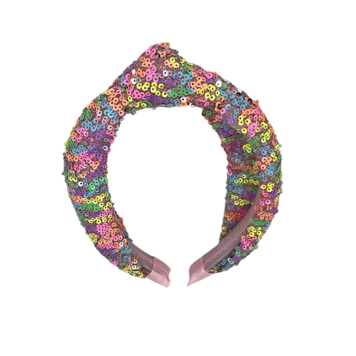 Diadeem - haarband - fashionable - haaraccessoire - kinderen - volwassenen - kerst - feestdagen - pailletten - glimmend - met knoop - rainbow
