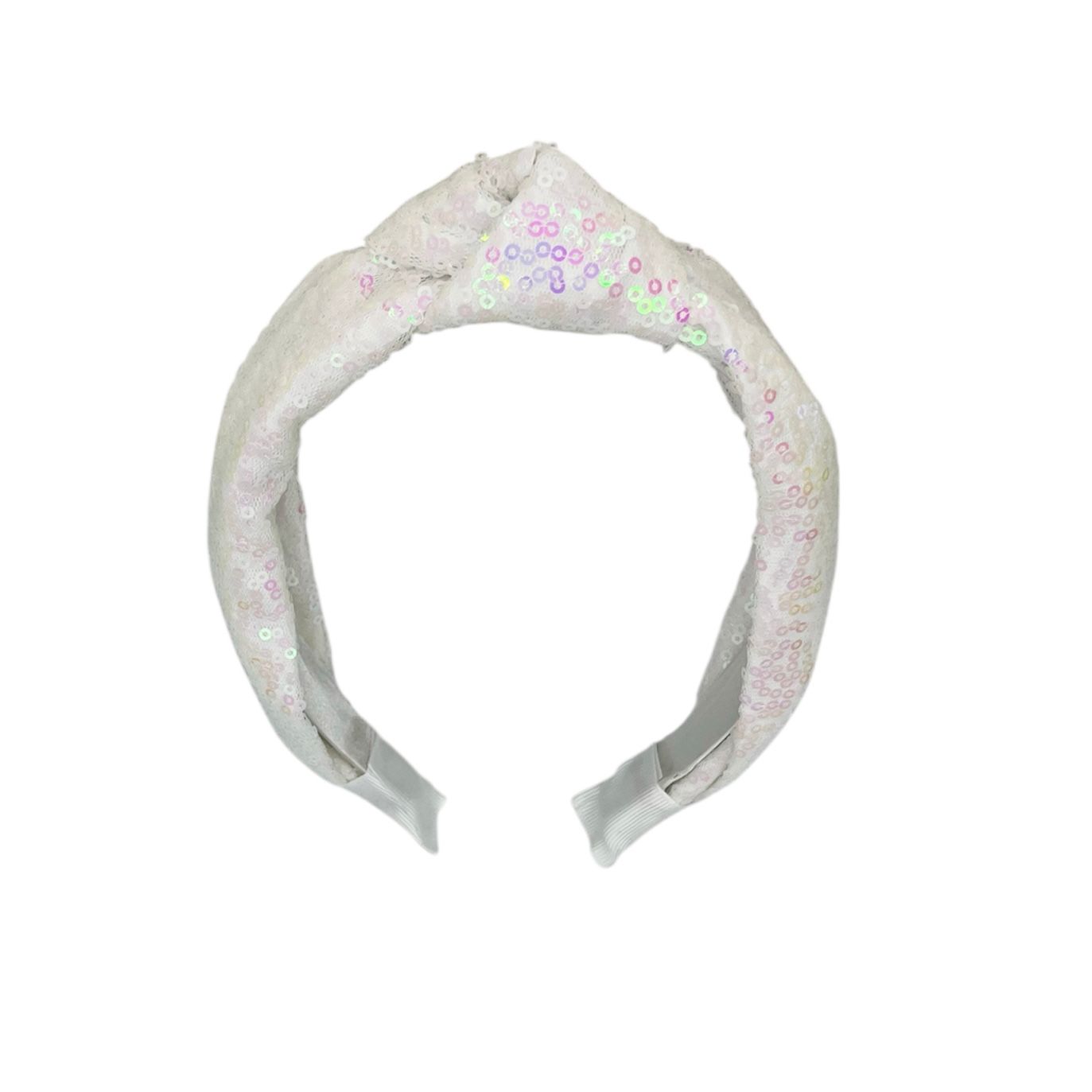 Diadeem - haarband - fashionable - haaraccessoire - kinderen - volwassenen - kerst - feestdagen - pailletten - glimmend - met knoop - wit