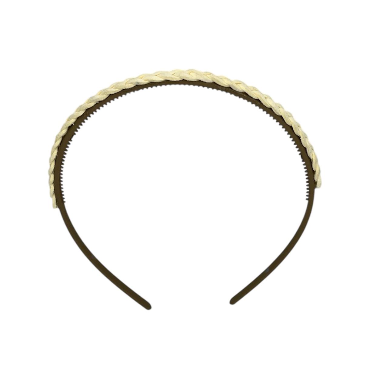 Leather braid headband - braided headband - khaki color headband – beige/cream
