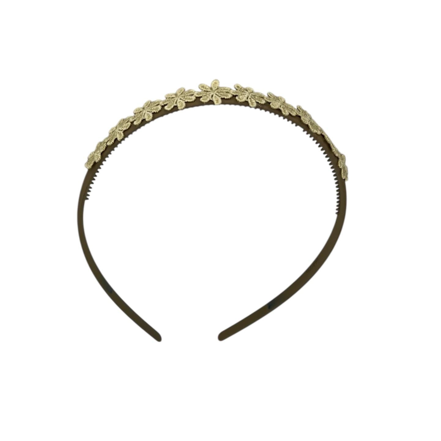 Diadeem flower - kleine bloemetjes - khaki kleur diadeem – khaki bloemen