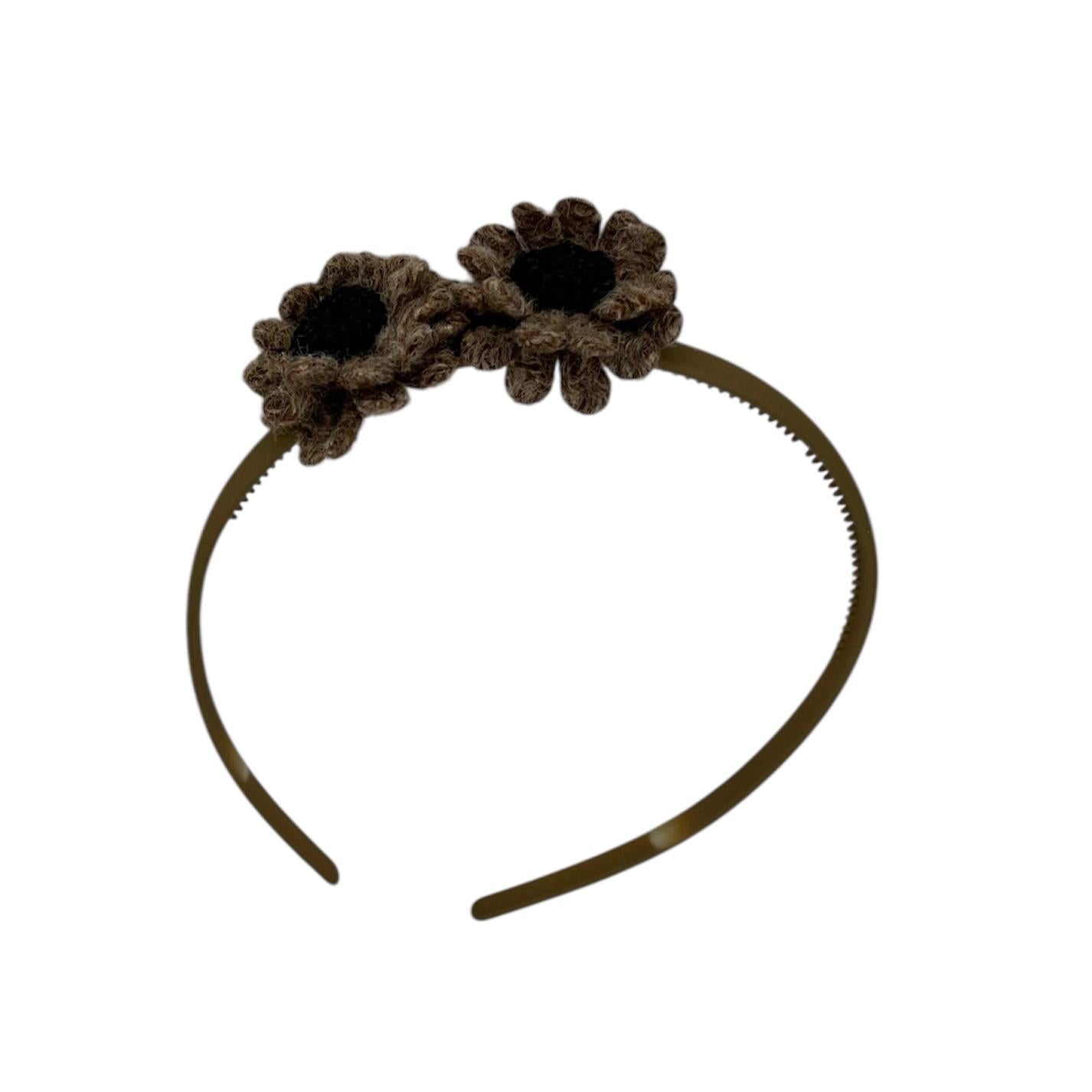 Diadem flower - wool flowers - khaki color diadem - brown