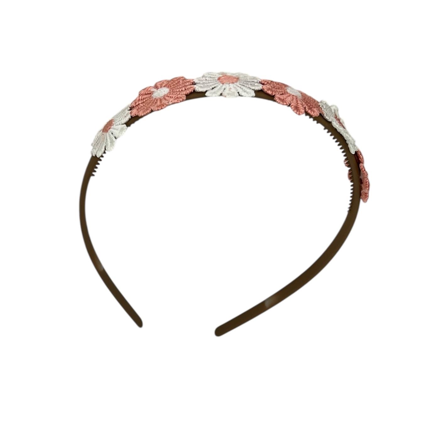 Diadeem flower - haarband - madeliefjes - perzik/wit - bloemen - bloemetjes