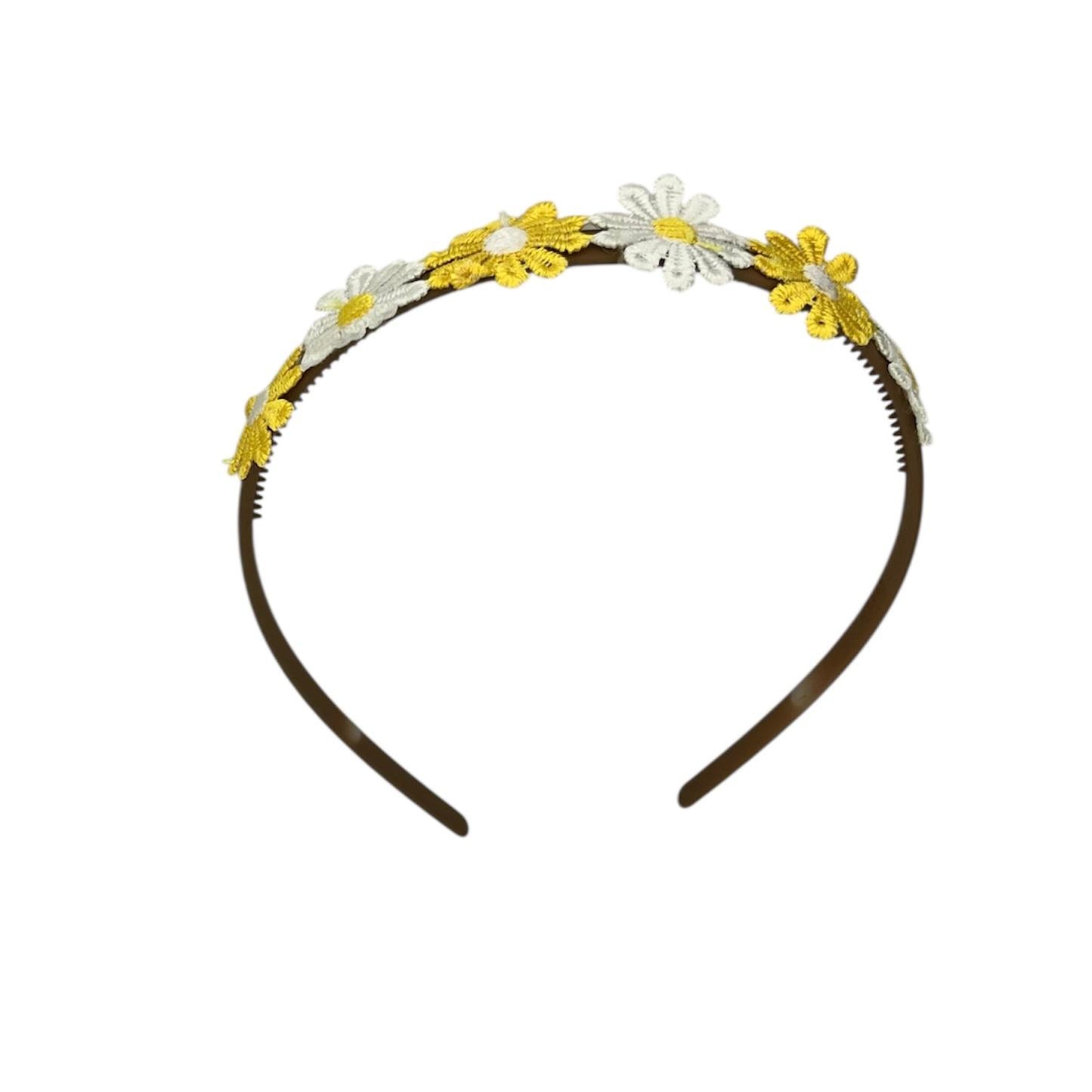 Diadeem flower - haarband - madeliefjes - geel/wit - bloemen - bloemetjes