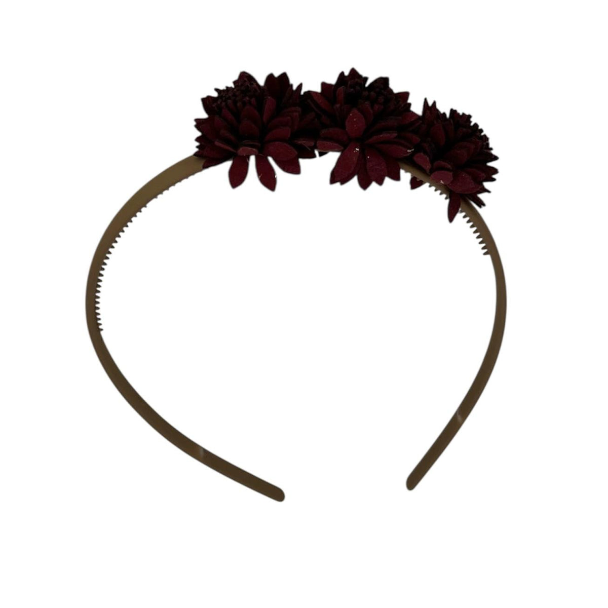 Serre-tête fleur - petites fleurs en cuir - serre-tête couleur kaki - rouge foncé