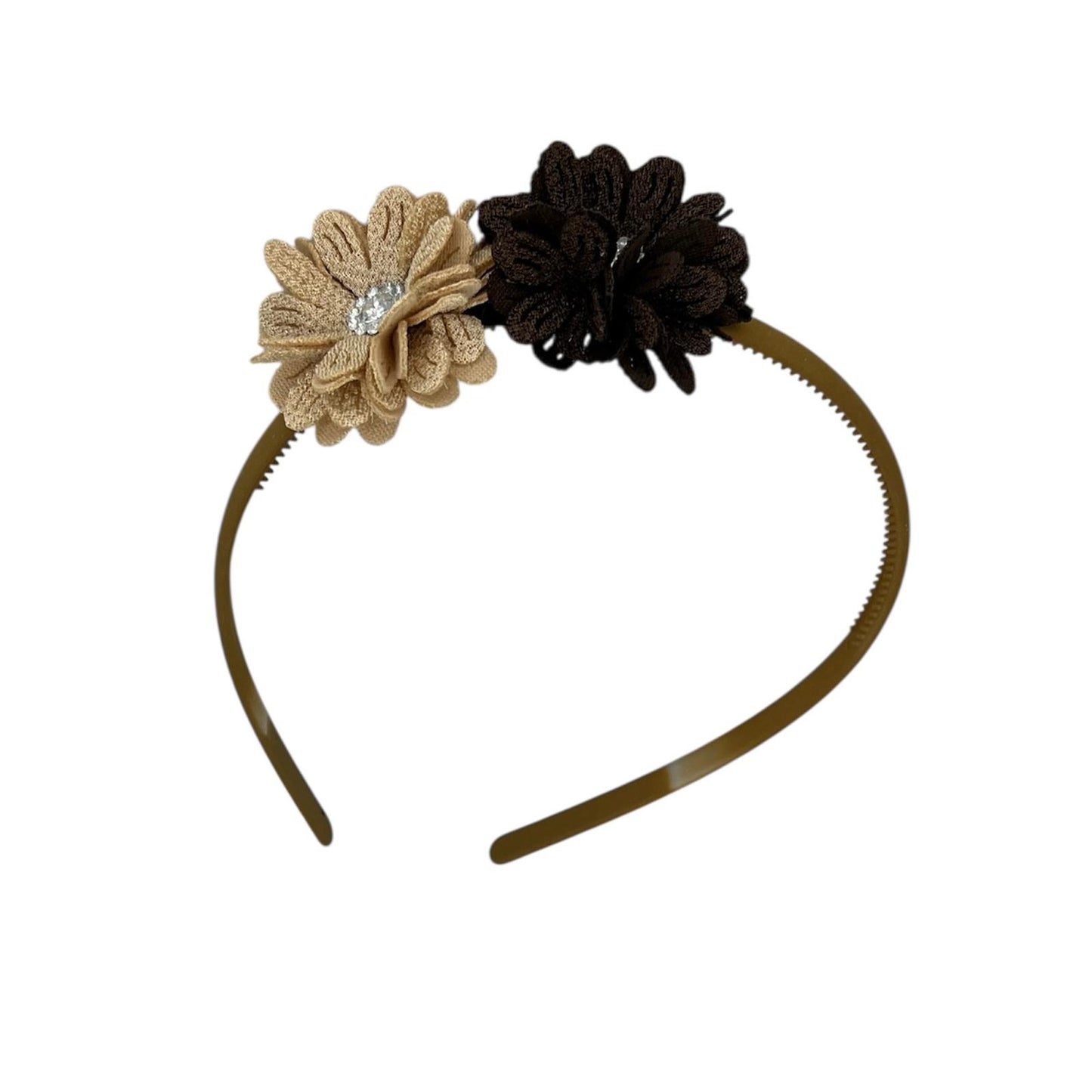 Diadeem flower - blossem - bloemen - glinsterend - steentje - khaki kleur diadeem - kerst - feestdagen - khaki/bruin