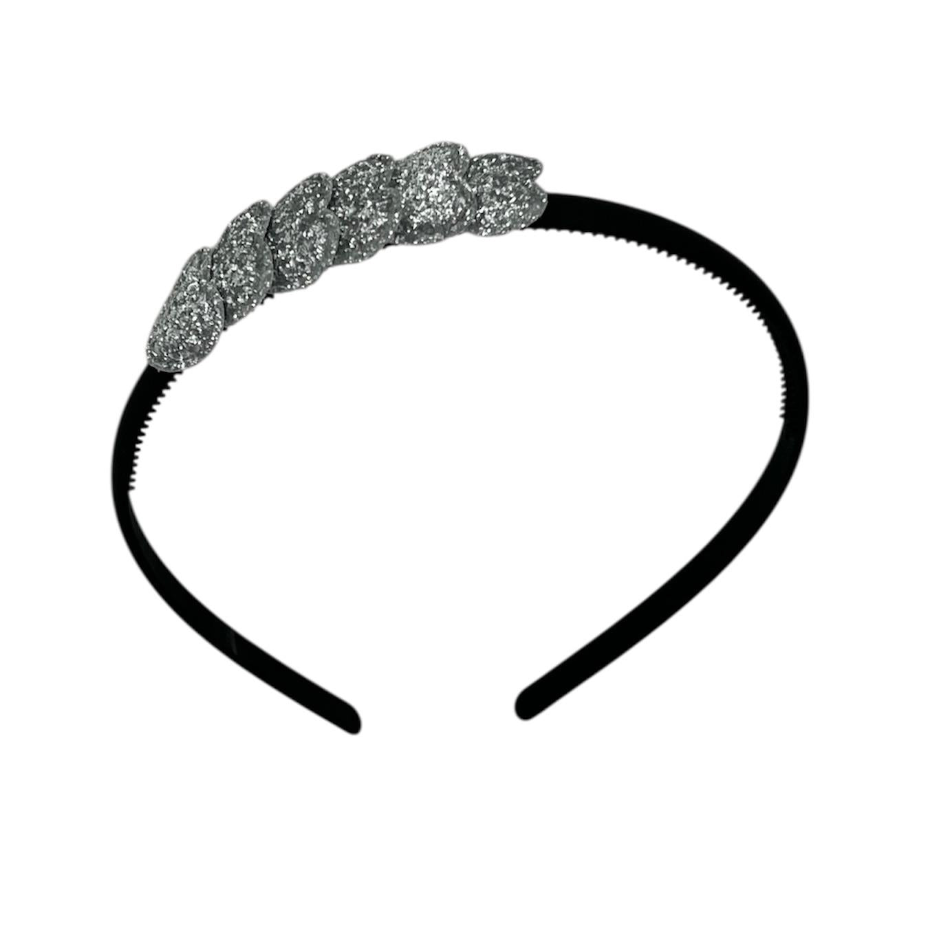 Diadeem met hartjes - kerstcollectie - glitters - hart - zilver