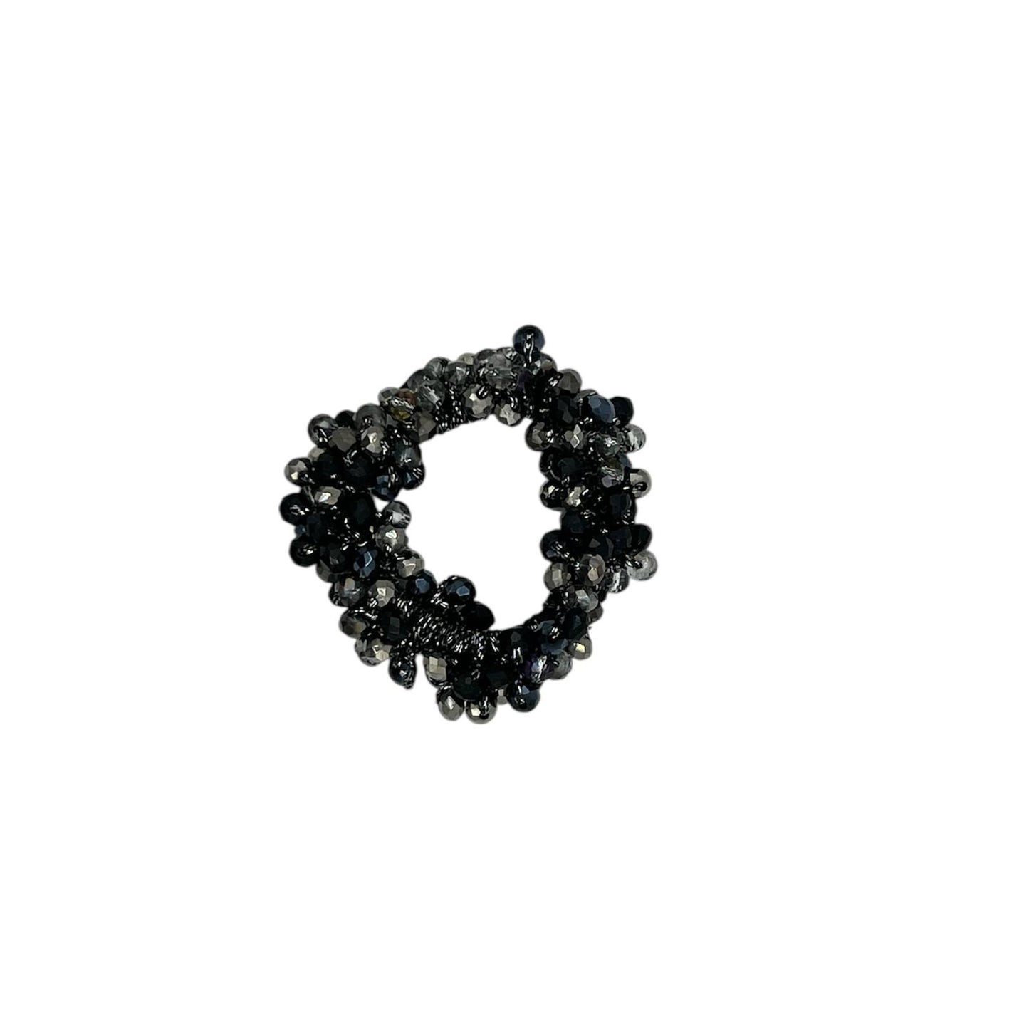 Élastique à cheveux - élastique - perles - noir/gris