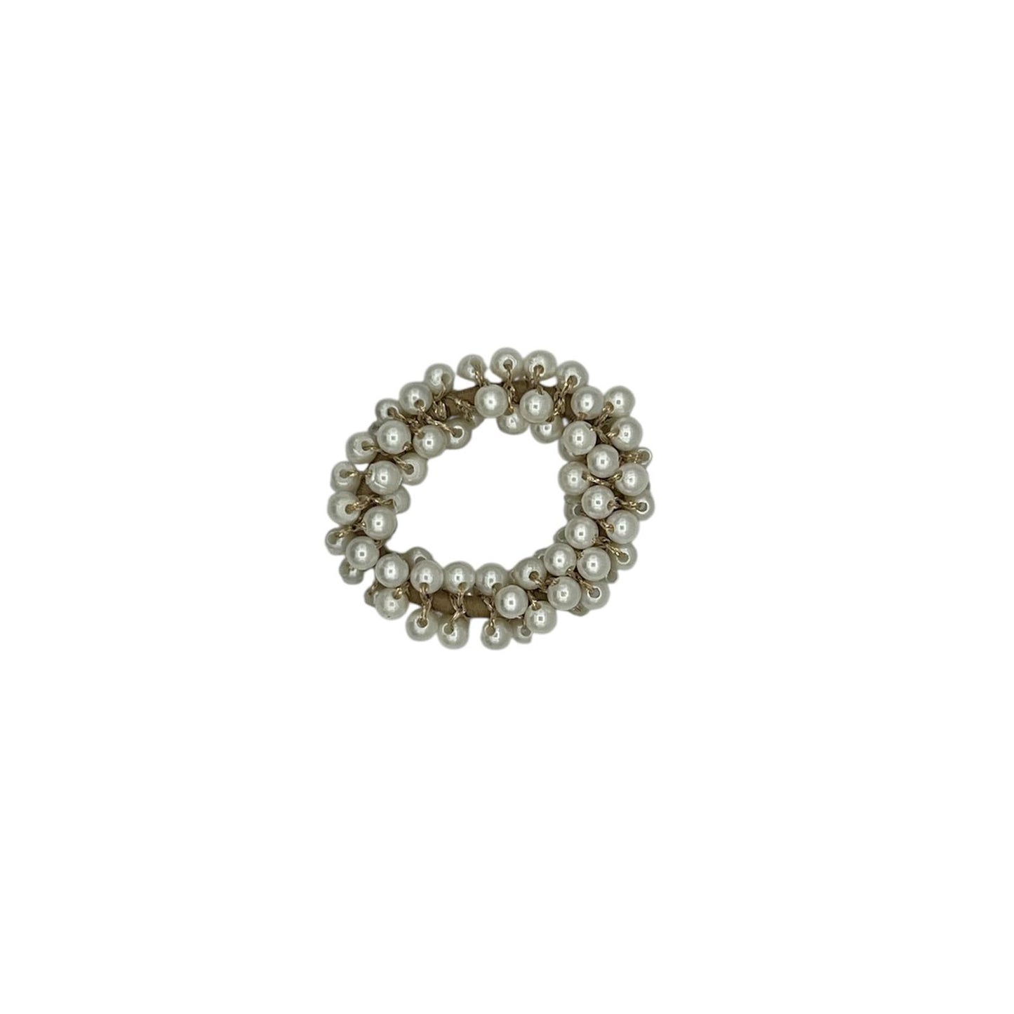 Hair elastic - elastic - beads - pearls - white