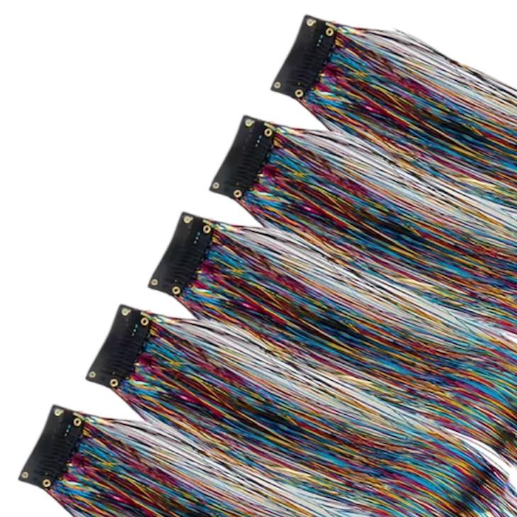 Haar glitterclip - hair extension - haar extensie - glitter haar - rainbow - regenboog - 1 stuk