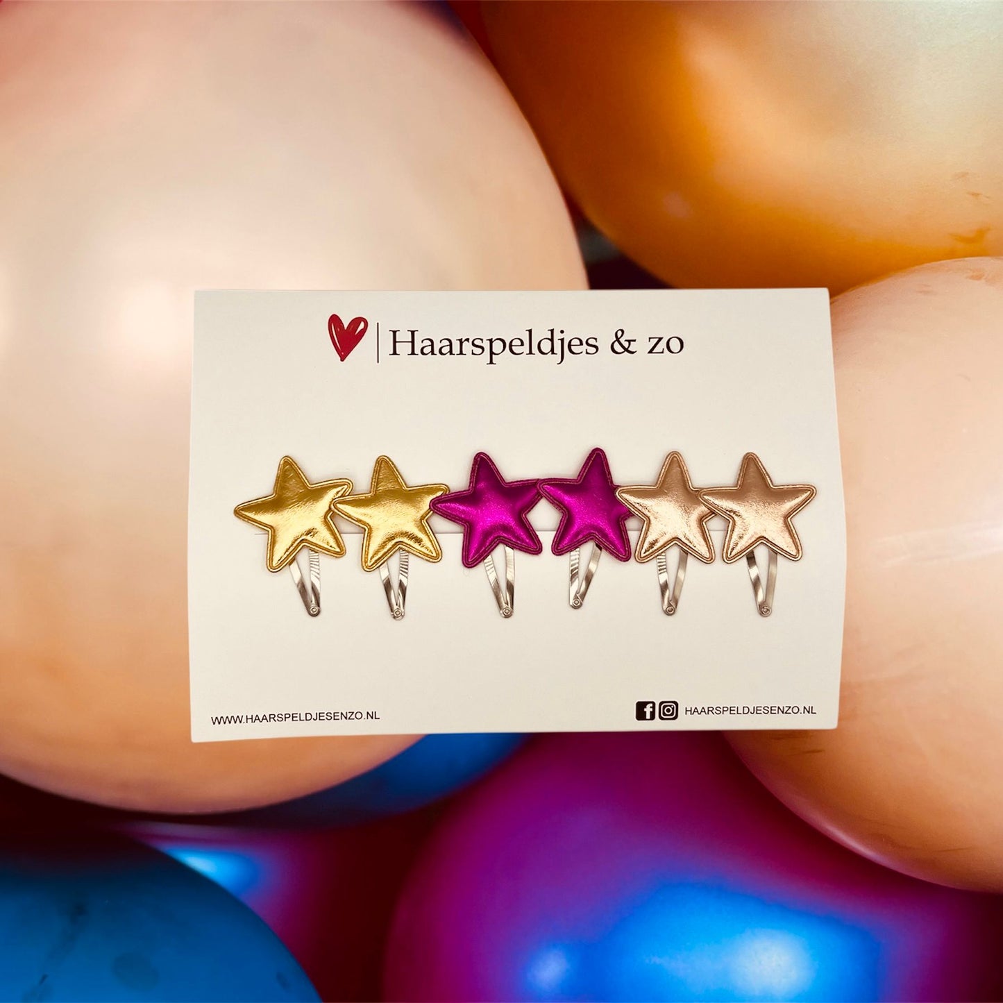 Hairpin stars - stars - applique - glamour - Christmas - December collection - autumn - 4 cm pins - shiny - gold and pink