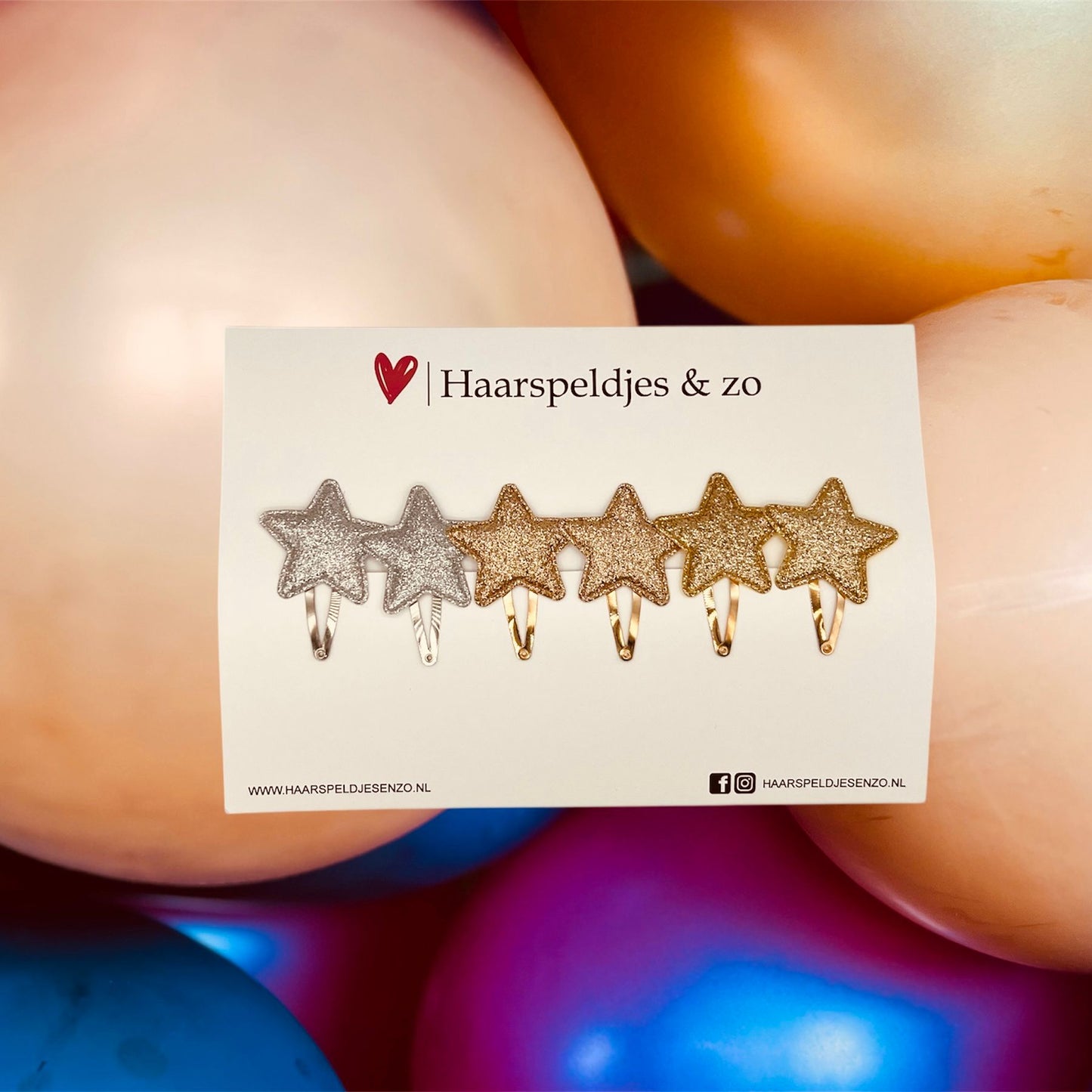 Hairpin stars - stars - application - glamour - Christmas - December collection - autumn - 4 cm pins - glitter - silver and gold