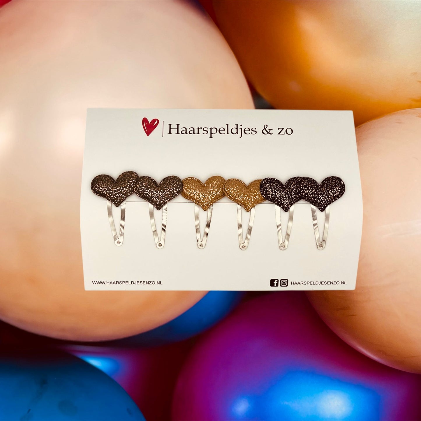 Hair clip hearts - hearts - application - glamour - Christmas - December collection - autumn - 5 cm clips - shiny - grey, gold and blue