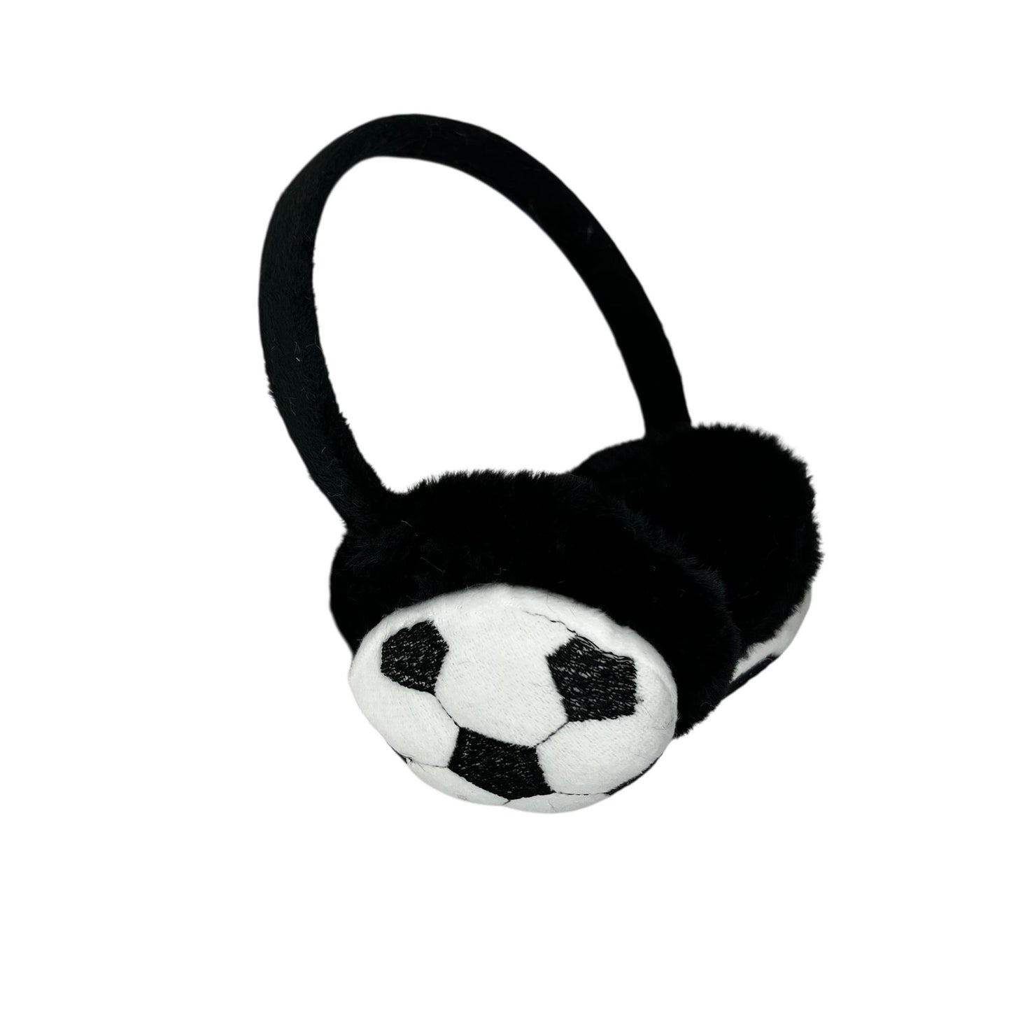 Cache-oreilles pour enfants - hiver - chauds - garçons - noir et blanc - football