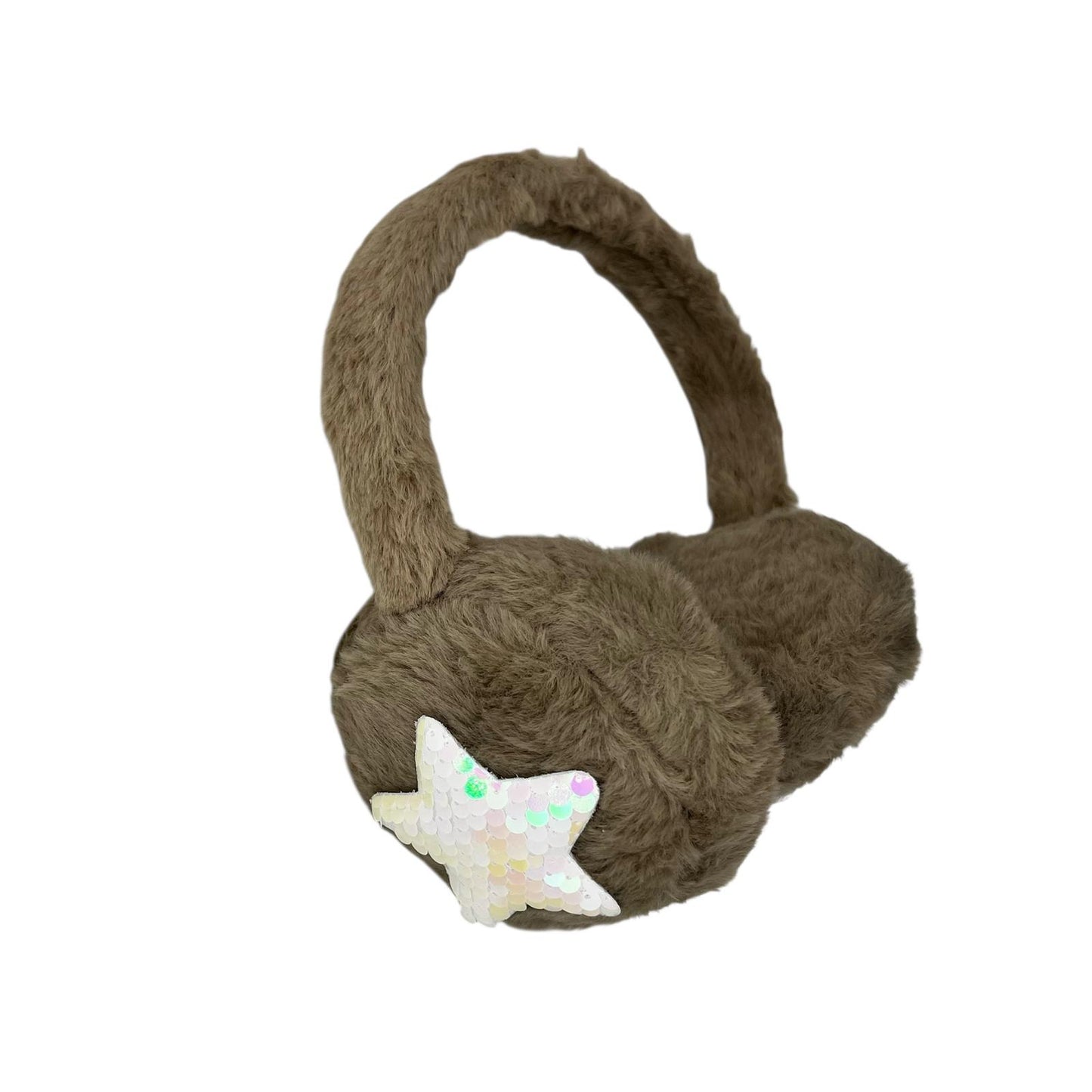 Cache-oreilles pour enfants - hiver - chaud - filles - marron - étoiles - paillettes