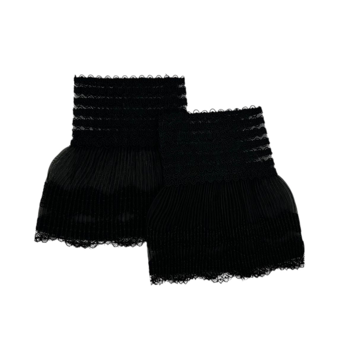 Black lace cuffs - sleeves - with elastic - - stretchable