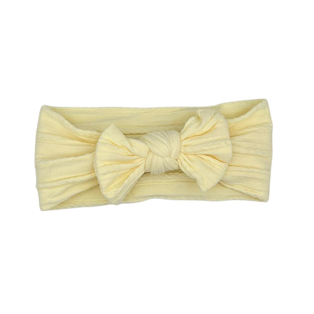 Baby headband - hairband - girls - elastic - with knot and bow - soft yellow/cream