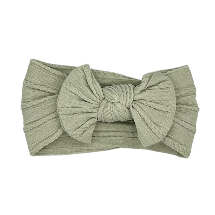 Bandeau bébé - serre-tête - fille - élastique - avec nœud et ruban - vert tendre