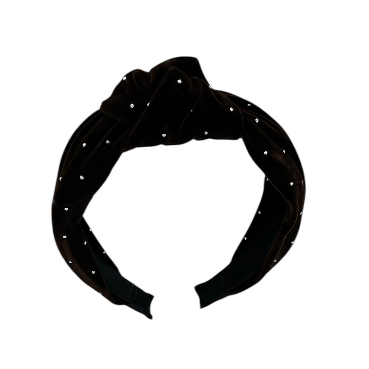 Diadeem met knoop - fashionable - haarband - haaraccessoire - kinderen - volwassenen - kerst - feestdagen - strass - glimmend - donkerbruin