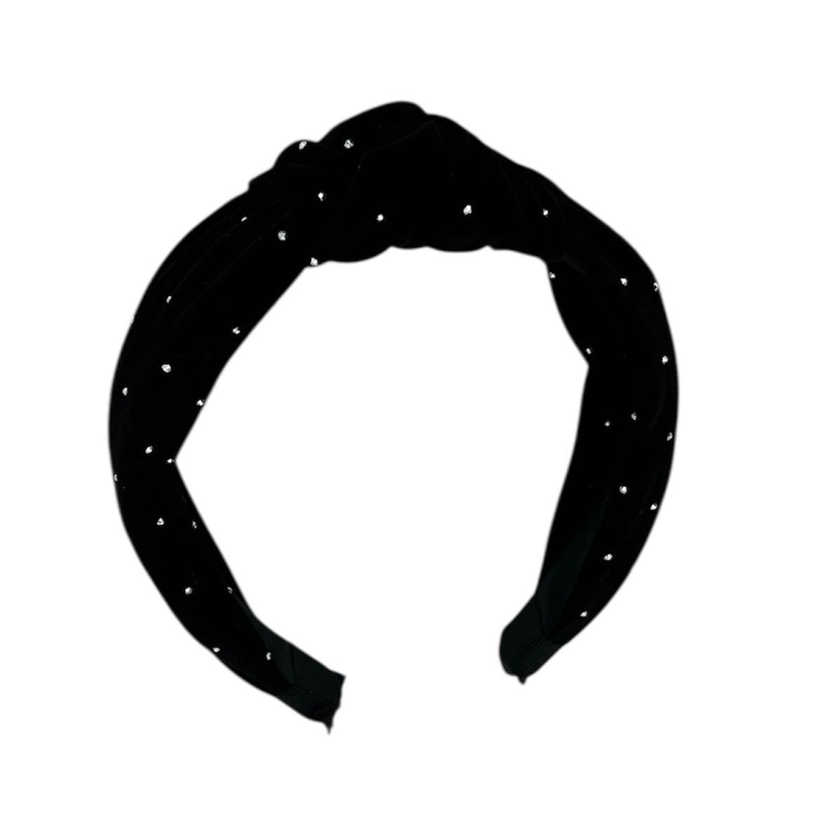 Diadeem met knoop - fashionable -haarband - haaraccessoire - kinderen - volwassenen - kerst - feestdagen - strass - glimmend - zwart