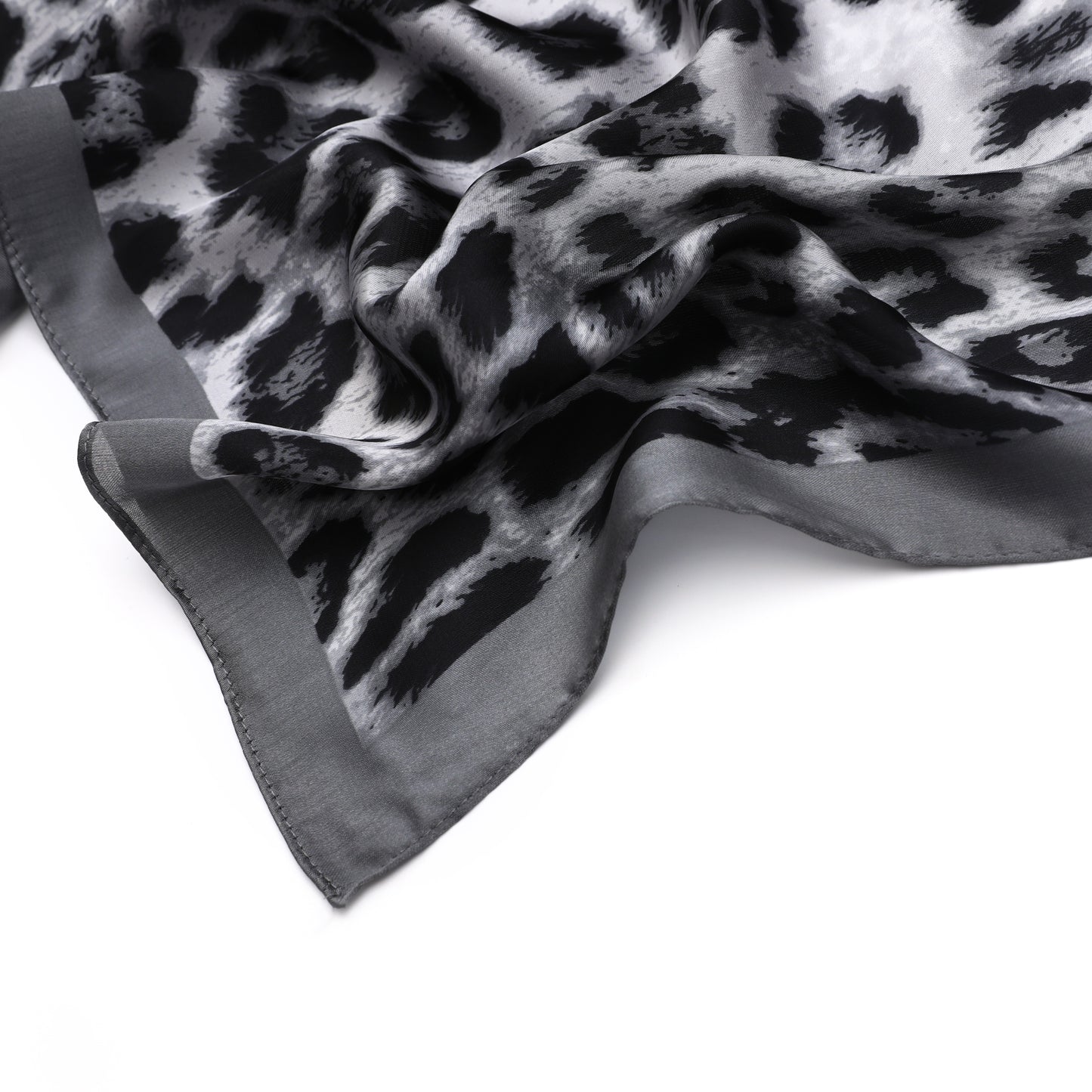 Women's scarf - mini scarf - women's fashion - square scarf - satin look - animal print - black