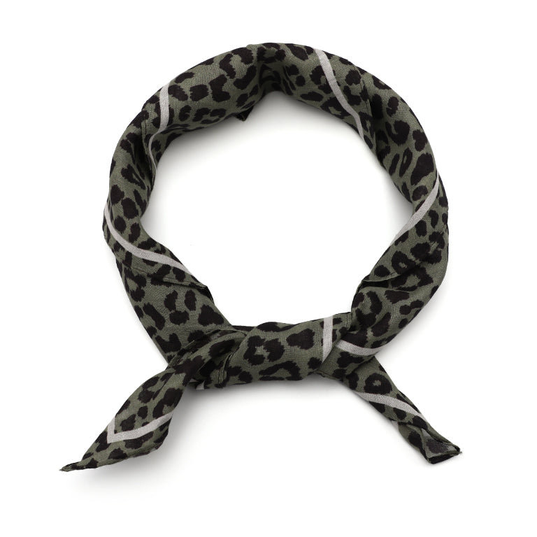 Women's scarf - mini scarf - women's fashion - square scarf - satin look - animal print - black