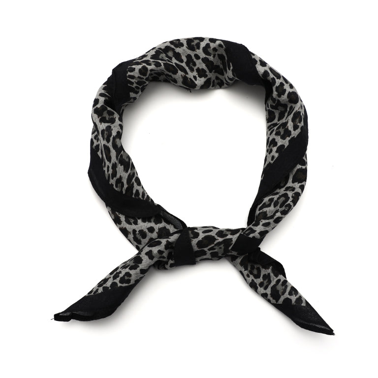 Women's scarf - mini scarf - women's fashion - square scarf - satin look - animal print - black