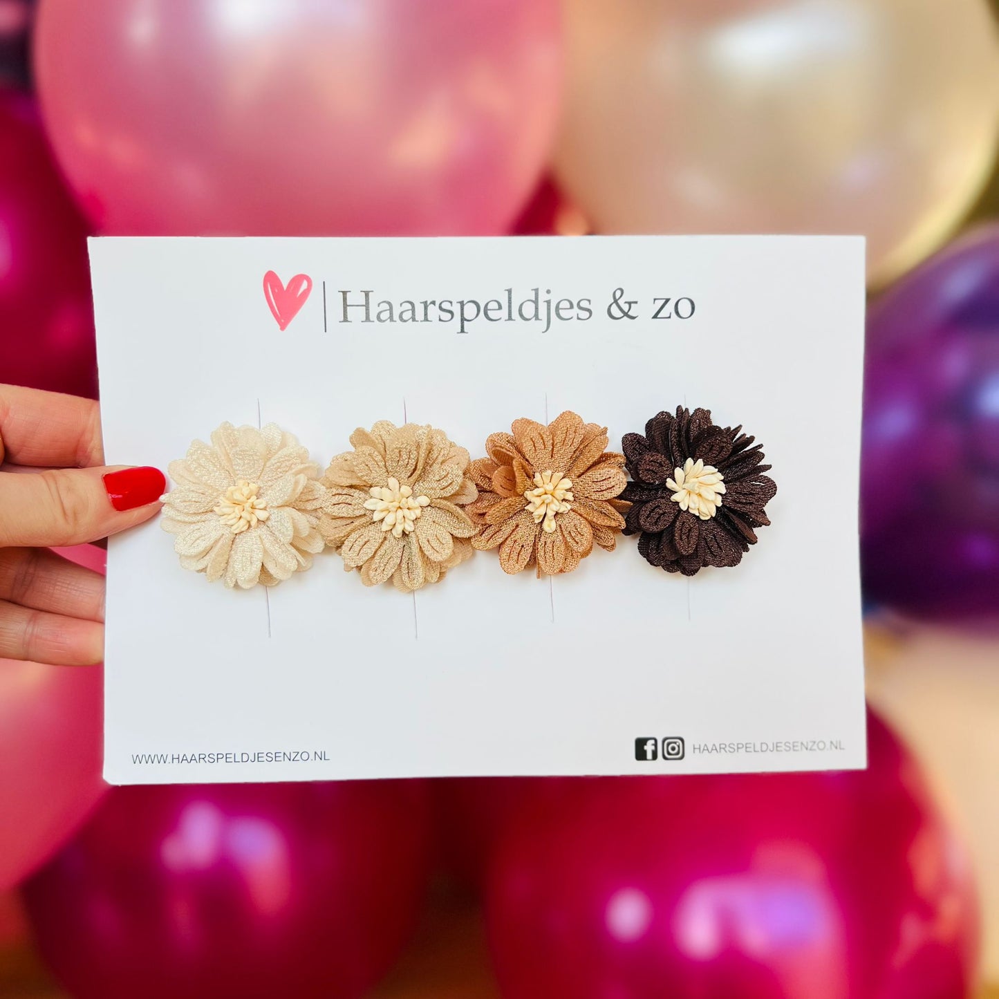 Non-slip hair clip - babies - children - girls - mix - flowers - brown tones