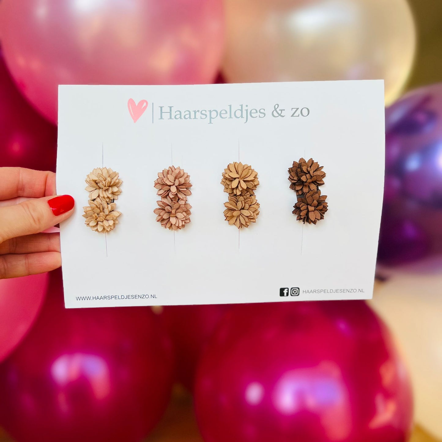 Non-slip hair clip - babies - children - girls - mix - flowers - brown tones