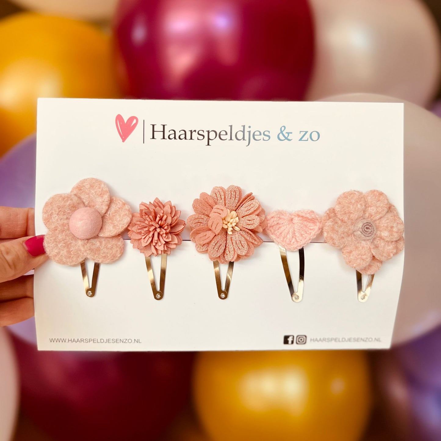 Try-out mix - mix van verschillende speldjes - bloemetjes - 5 cm speldjes - roze
