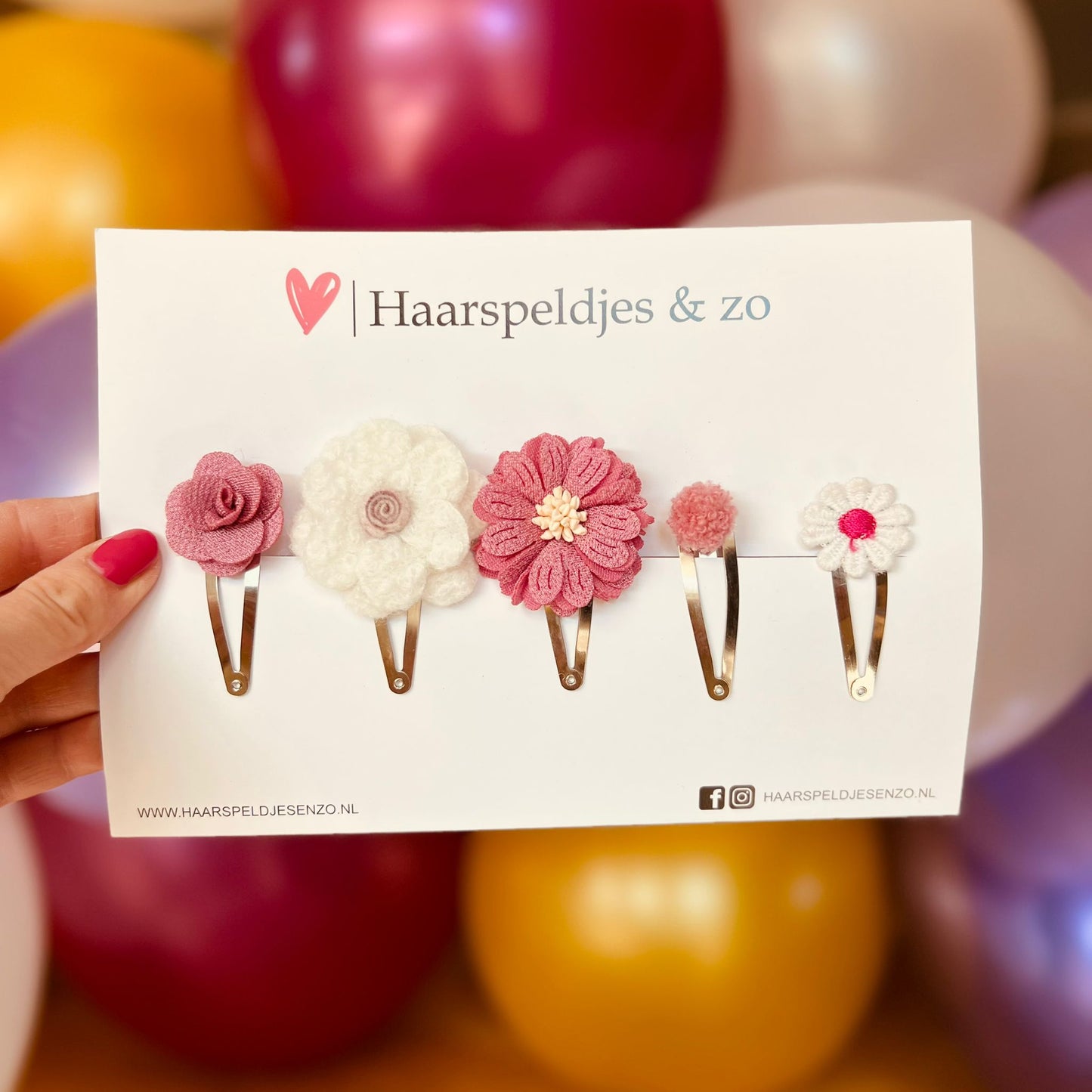 Try-out mix - mix van verschillende speldjes - bloemetjes - 5 cm speldjes - roze