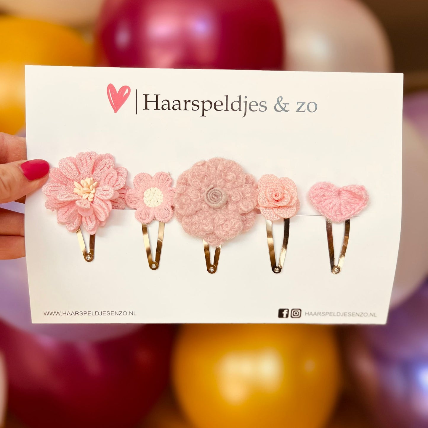 Try-out mix - mix van verschillende speldjes - bloemetjes - 5 cm speldjes - roze