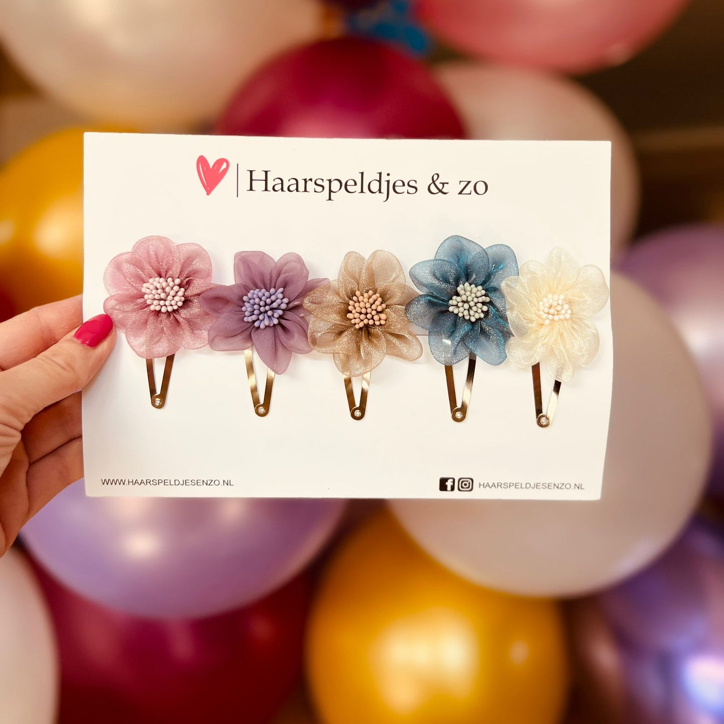 Hair clips Blossom - flowers in bloom - pink/lilac/purple/red - 5 cm clips - pink/purple