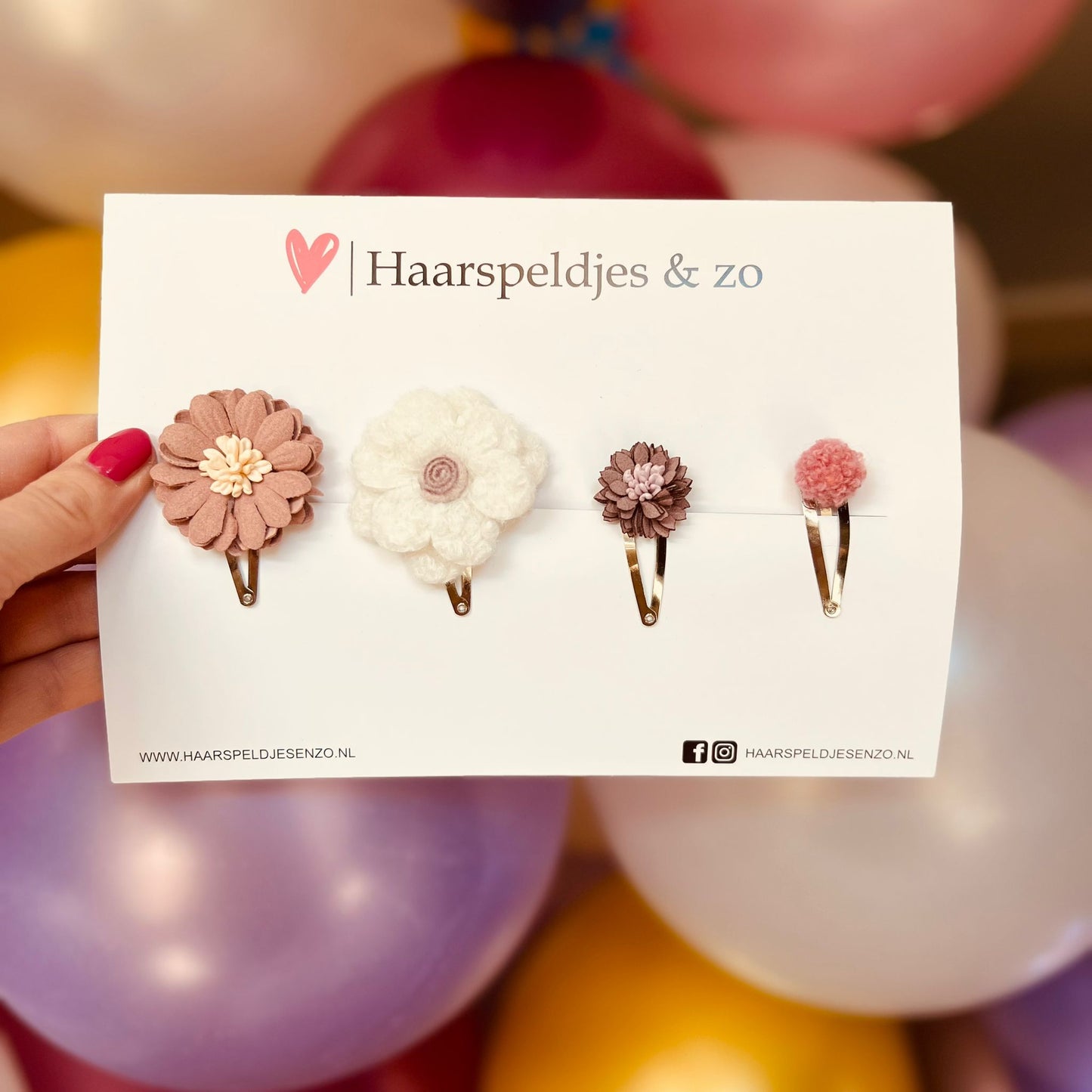 Try-out mix - mix van verschillende speldjes - bloemetjes - 4 cm speldjes - roze