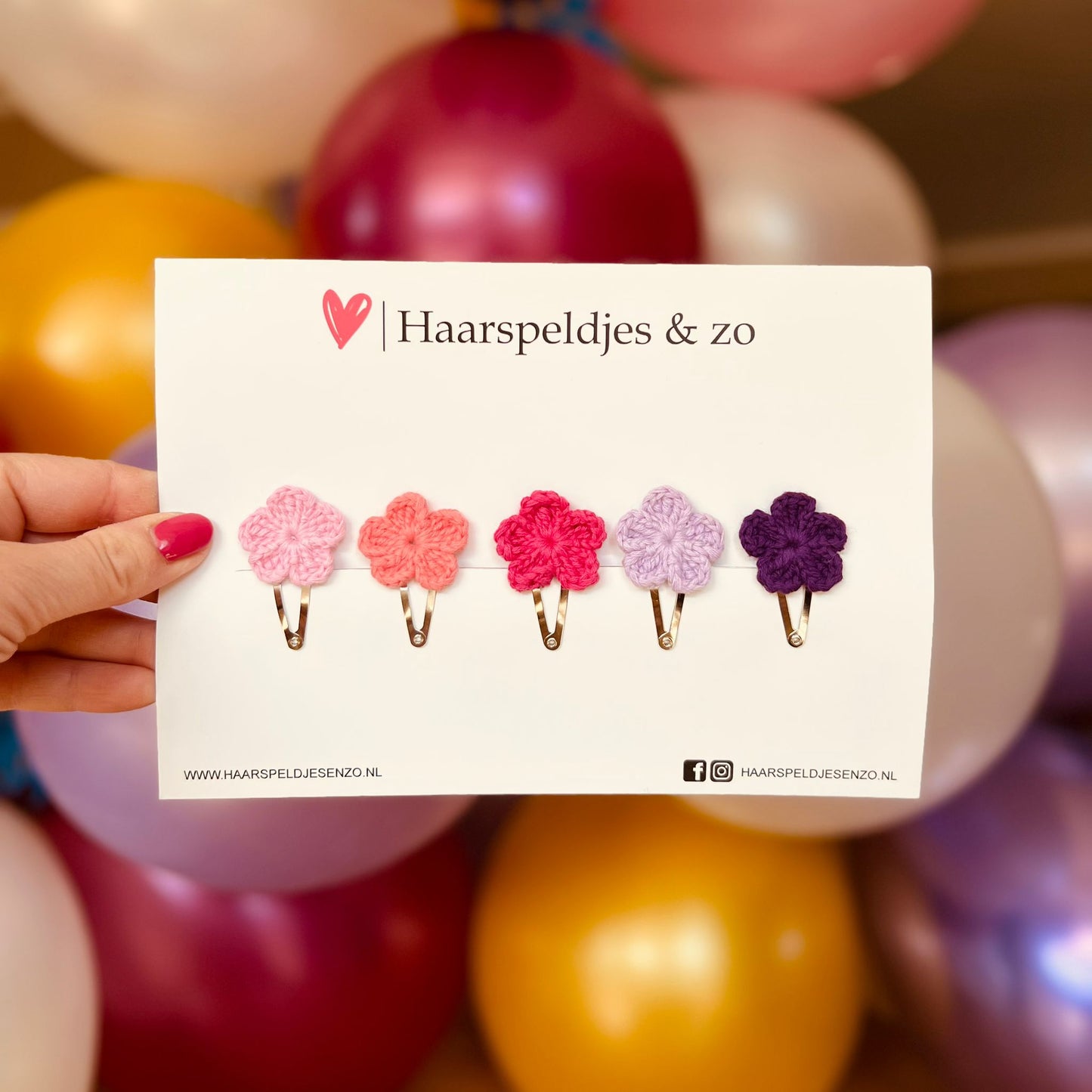 Hair clips Blossom - flowers in bloom - pink/lilac/purple/red - 5 cm clips - pink/purple