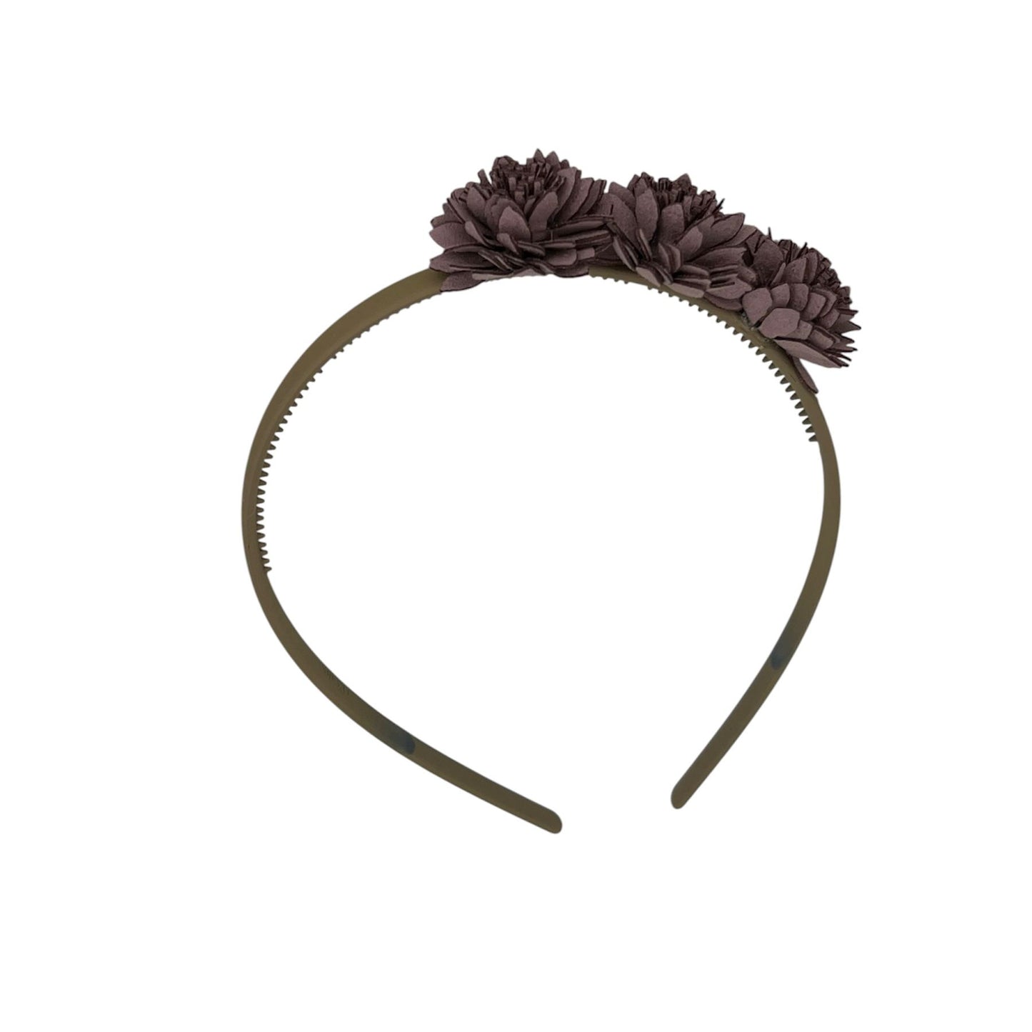 Serre-tête fleur - petites fleurs en cuir - serre-tête couleur kaki - rouge foncé