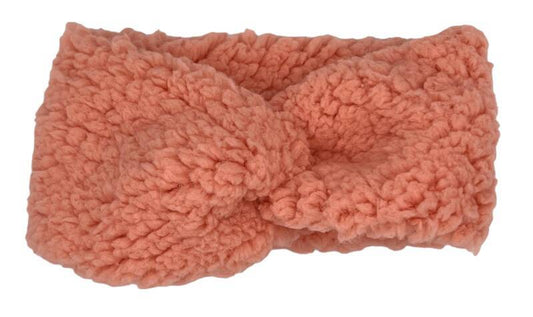 Teddy haarband - winter - teddy stof - zacht - kind - meisje - roze