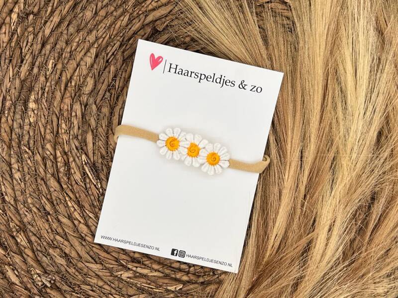 Bandeau bébé élastique à fleurs jaune foncé, petites fleurs