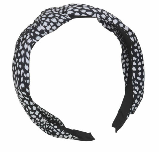 Tiare - bandeau en tissu - à pois - noir et blanc