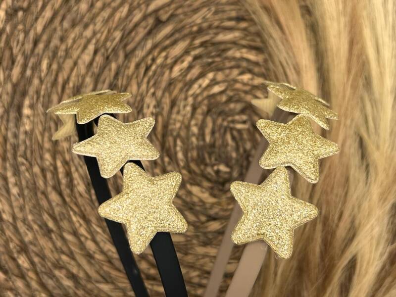 Diadeem met sterretjes - kerstcollectie - glitters - ster - goud — Khaki diadeem