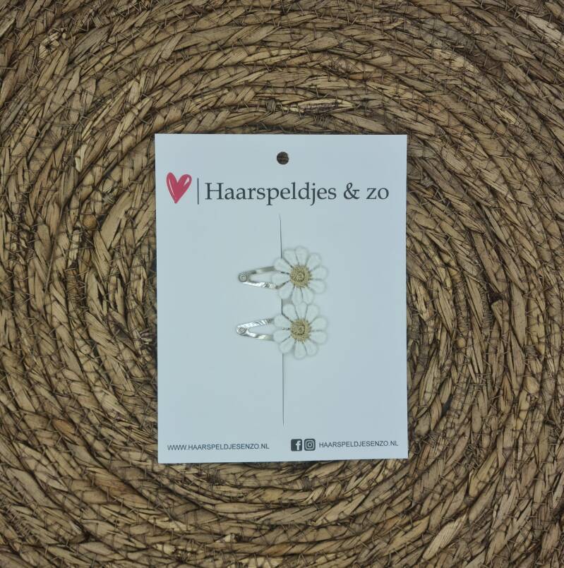 Haarspeldje Flower - daisy - madeliefjes - goudkleur — 4 cm / goud