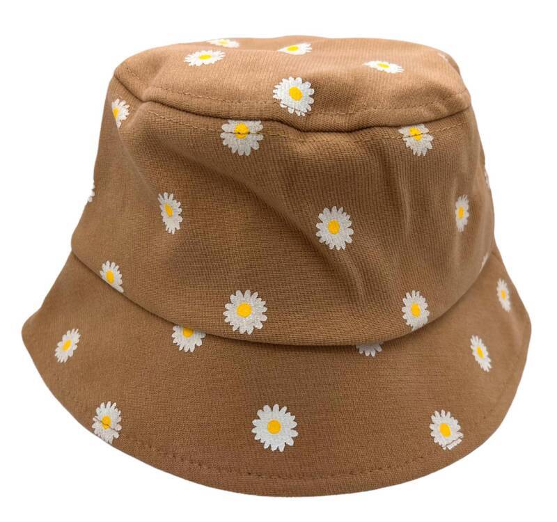 Zomerhoed daisy - meisjes - kinderen - khaki - vissershoed - bucket hat - madeliefjes - 2 t/m 5 jaar