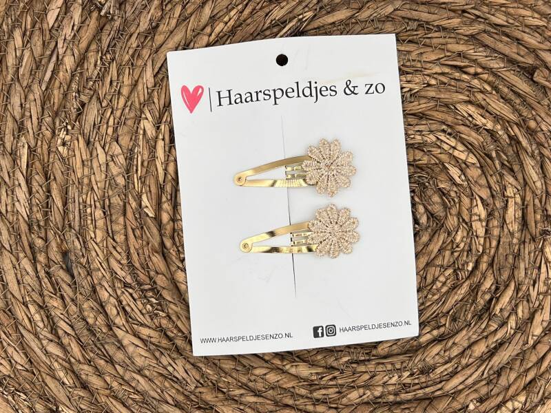 Haarspeldje Flower - bloemetjes - goud — 3 cm