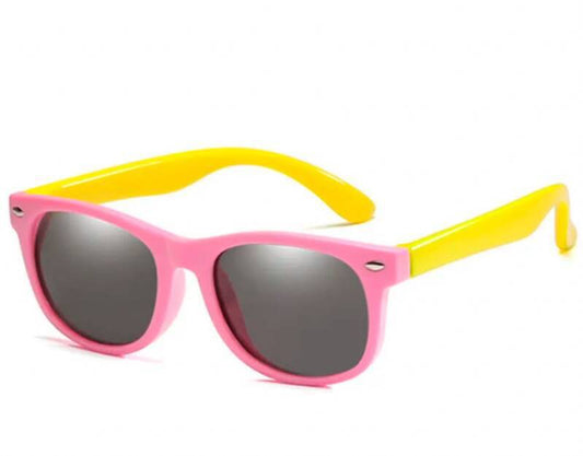 Children's sunglasses for boys/girls - children's fashion - fashion - sunglasses - pink frame - yellow temples