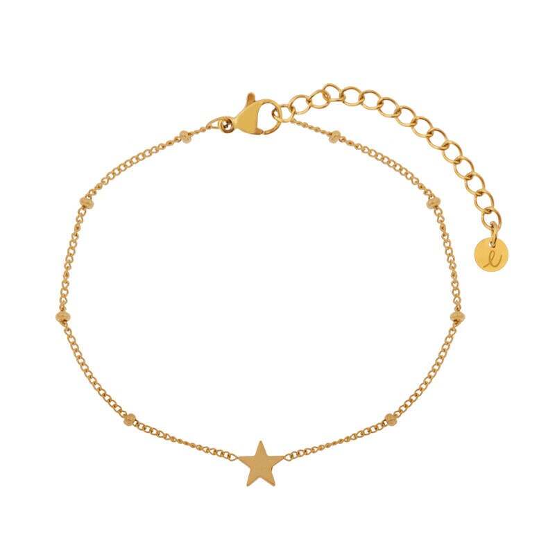 ADULTS - Armband om te delen - gevlamd sterretje - stainless steel (verkleurt niet) - met verlengkettinkje - goud en zilver — Goud (16,95)