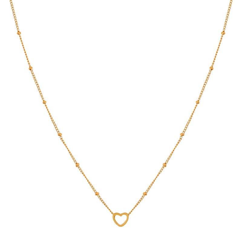 KIDS - Ketting om te delen - open hartje - stainless steel (verkleurt niet) - met verlengkettinkje - goud en zilver — Goud