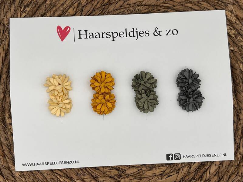 Haarspeldje antislip - baby's - kinderen - meisjes - setje 2 - leren bloemetjes